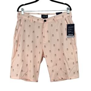 Golf Surf & Swim Pink Pearl Golf Champion Trophy Print Chino Shorts 32 NWT